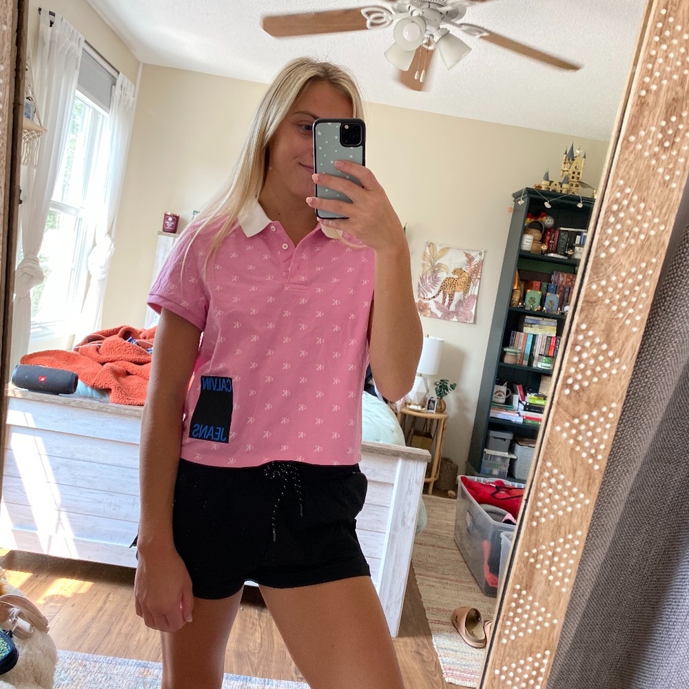 NWT Calvin Klein Pink Cropped Polo T-shirt